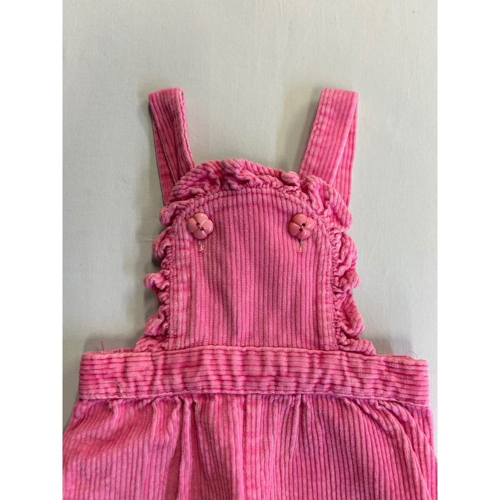 Vintage McKids Pink Corduroy Ruffle Overalls Size 24 Months Made in USA 71898 - Picture 2 of 6
